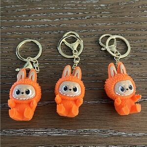 Adorable Orange Bunny Keychain Set of 3